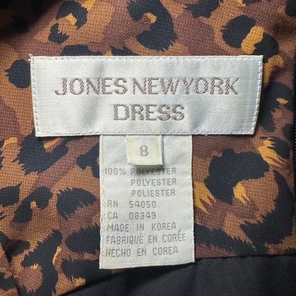 Vintage Jones New York Maxi Dress Women Size 8 Leopard Print Pleated Sleeveless - Picture 12 of 15